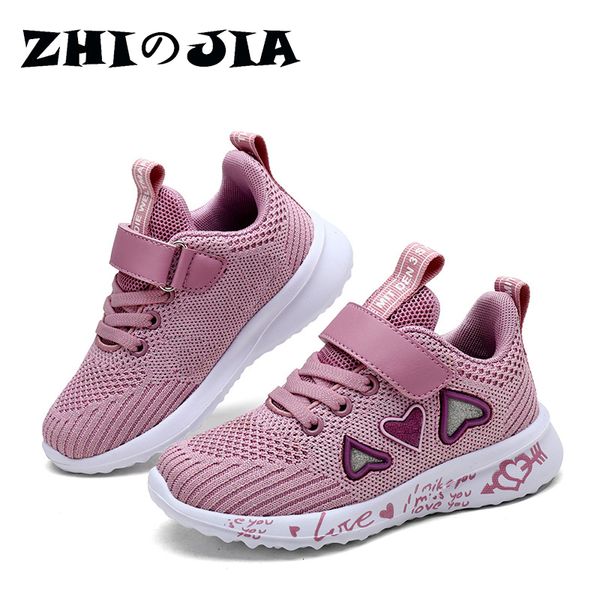 Esportes atléticos ao ar livre meninas sapatos outono crianças tênis respirável grandes crianças estudantes rosa casual sapatos casuais 2637