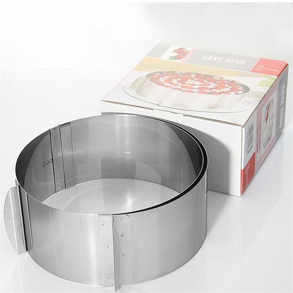 Strumenti di cottura della pasticceria 16-20 cm in acciaio inox cerchio rotondo biscotto torta fondente stampo taglierina stampo regolabile strumento di decorazione2028