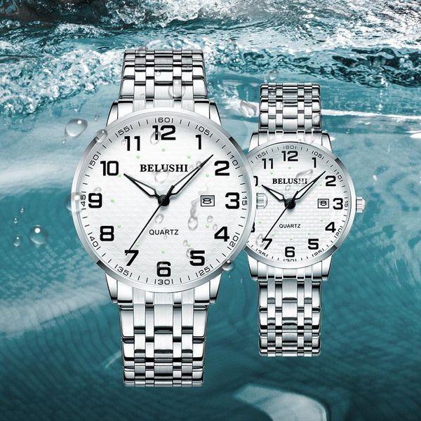 Armbanduhren Sdotter Paar Uhr Set Original für Männer Business Frauen Mode Lässig Wasserdichte Edelstahl Quarz Damen Au