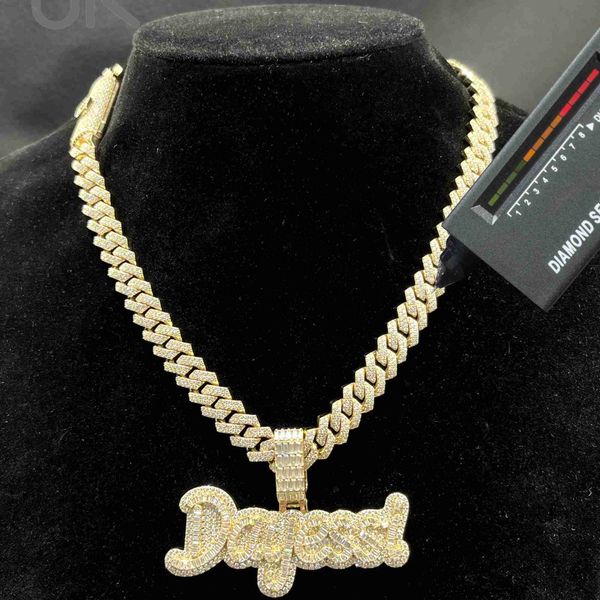 Factory Custom vergoldet feine Diamanten Rapper Hip Anhänger Vvs Schmuck Anhänger Moissanit für Hop Letter Opcpj