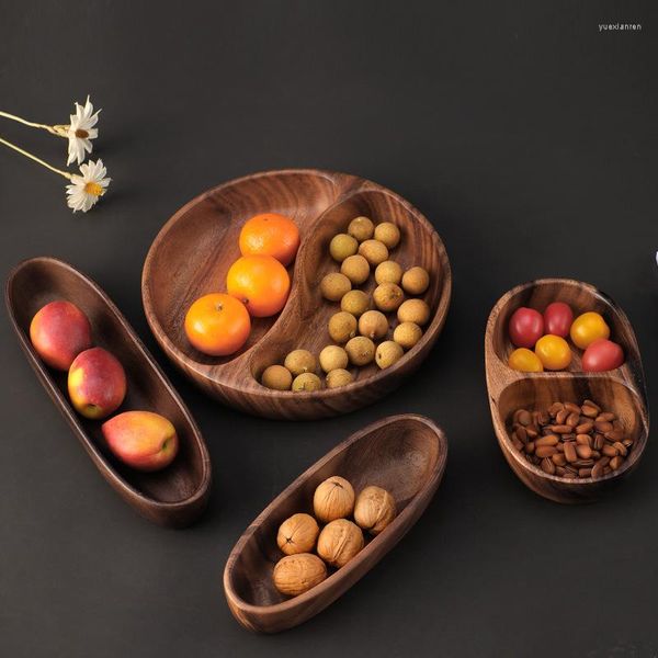 Piatti Ciotola a forma di nave Insalata di noci Frutta Piatto in legno massello di anatra mandarina Stoviglie in legno