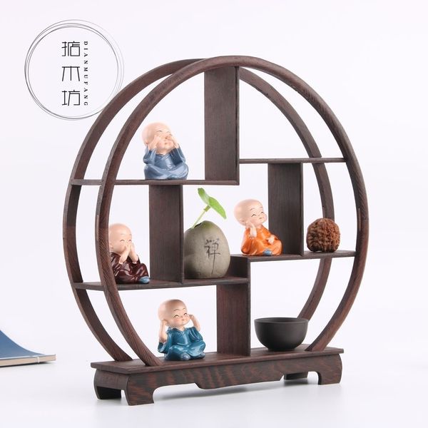 Titulares de armazenamento Racks 19% Leve Chinês Retro Rack de Armazenamento Asa de Frango Sólido Roxo Bule Tea Set Prateleira Racks Display Stand Organizador 230906