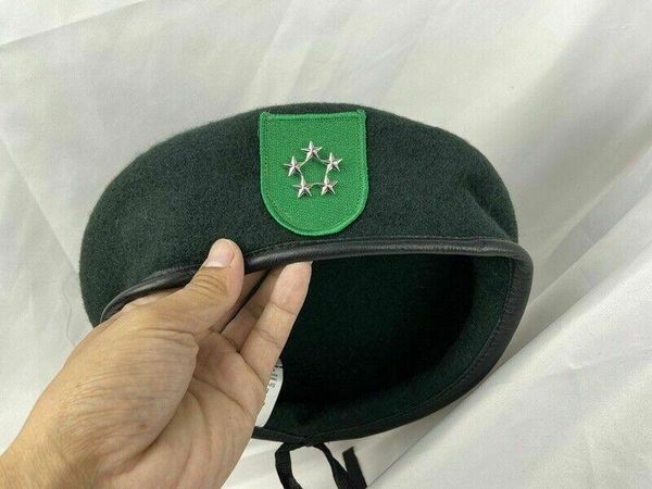 Boinas Exército dos EUA 9º Grupo de Forças Especiais Boina Verde Escuro Oficial 5 Estrelas Chapéu de Classificação Geral Todos os Tamanhos