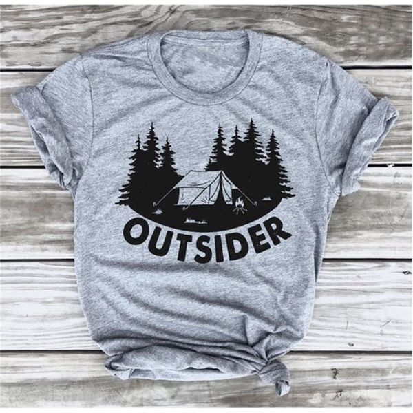 Maglietta da donna Outsider Tshirt Camping Tee Camper Shirt Go Outdoo Hiking Adventure divertente grafica slogan albero camicie regalo goth art top 230906