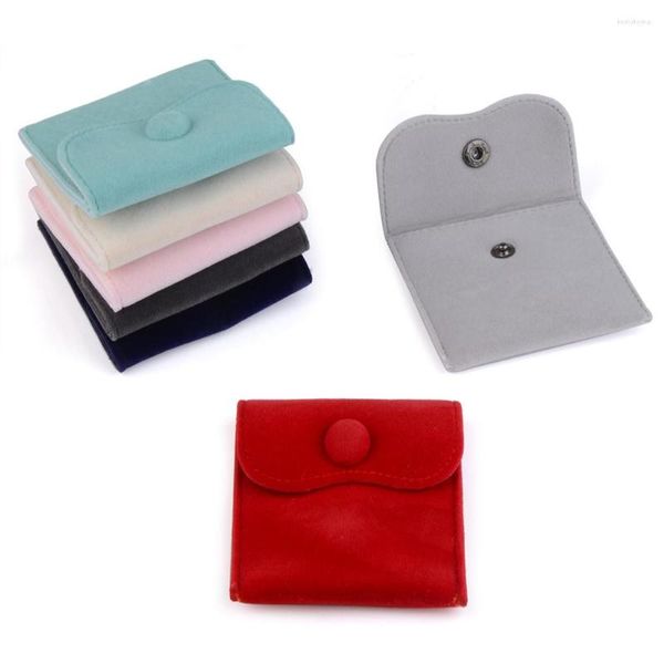 Geschenkverpackung 2 teile/los Samt Schmuckbeutel Mehrfarbige Druckknopf Weiche Verpackungsbeutel für die Aufbewahrung von Armbändern, Ohrringen und Halsketten