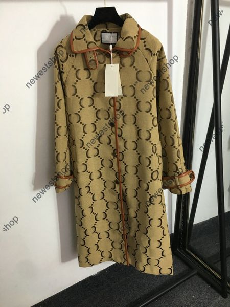 24SS Autunno trench da donna designer di lusso Giacca a vento da donna Giacca con stampa a doppia lettera Cappotto con cintura allentata Trench lunghi casual doppiopetto femminile