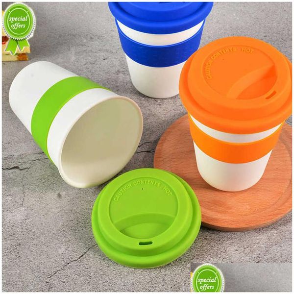 Canecas 400ml caneca de viagem com tampa de sile reutilizável calor insado xícara de café pp plástico anti-queda antiderrapante acessórios de cozinha gota delive dhi8c