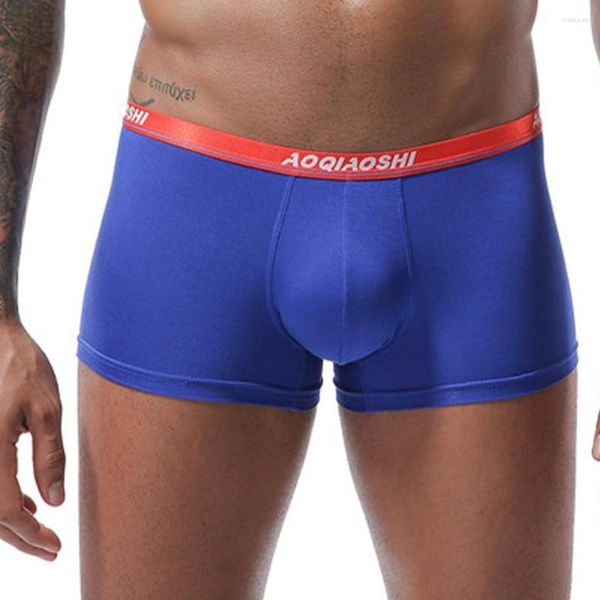 Cuecas masculinas roupa interior modal dupla camada u-convexo grande bolso boxer briefs sexy shorts esportes respirável cintura baixa grande escroto boxers