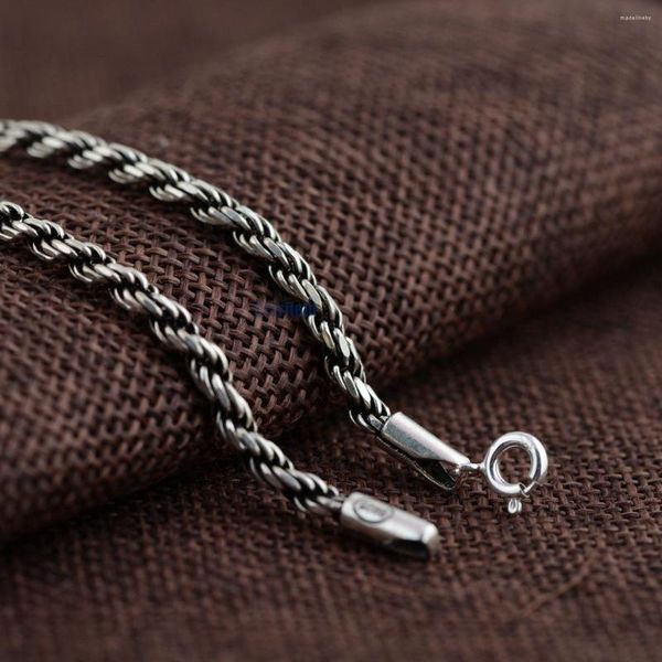 Ketten S925 Silber Antik Thai Retro Twist Stück Großhandel Herren Einfache Kette Halskette Mode