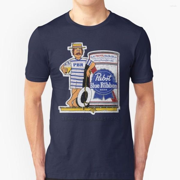 Homens camisetas Pabst Beach (Retro 70s) T-shirt de manga curta Harajuku Hip-Hop Tee Tops Blue Ribbon Pbr Beer Sports