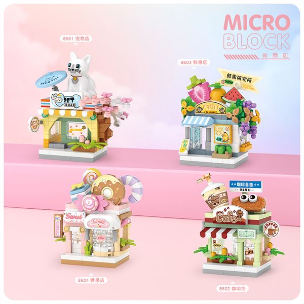 Aeronave Modle Loz Bonito Pequena Loja Pet Shop Café Flor Mini Partículas Blocos de Construção Montagem Puzzle Brinquedos Presentes de Aniversário Para Crianças 230907