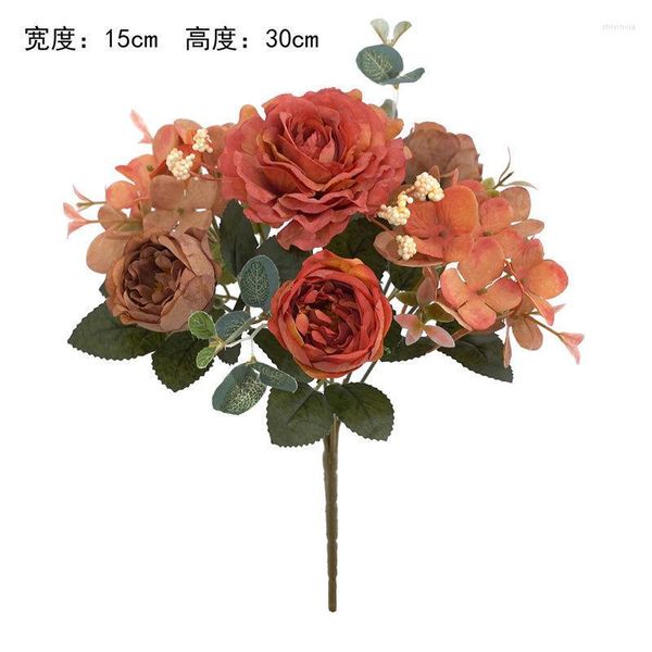 Fiori decorativi Peonia artificiale Rosa Decorazione domestica Bouquet Seta Bellissimo fiore finto per la decorazione della stanza Dest Wedding