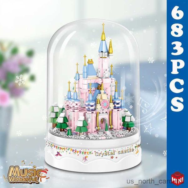 Blocos 546pcs idéias música conto de cristal castelo luz modelo blocos de construção aniversário diy brinquedos para presentes r230907