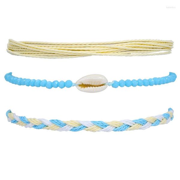 Braccialetti di fascino 3pcs Bracciale impermeabile in stile oceano casual guscio di cera colorato in perline di perline lunghezza regolabile