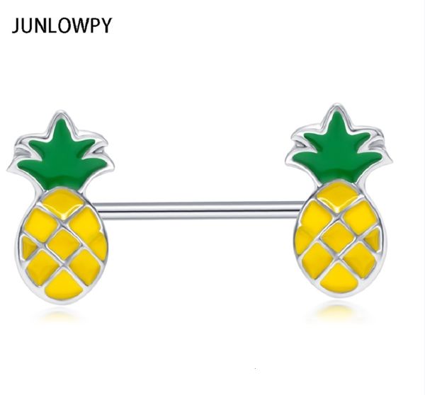 Gioielli per piercing al labbro Labret JUNLOWPY Doppio ananas Frutta Fit Anelli per capezzoli Bar Barbells Acciaio inossidabile 14g Orecchini Piercing Corpo 20 pezzi 230906