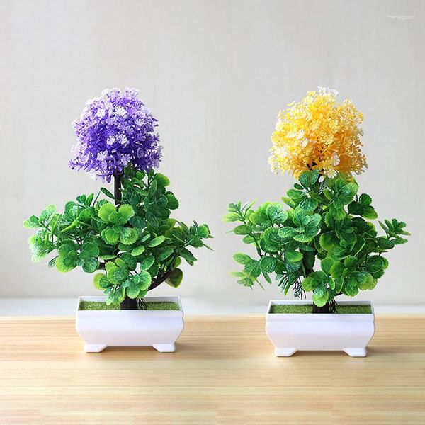 Fiori decorativi 1pc colorato fiore artificiale in vaso pino decorazioni per la casa piante verdi ornamento da tavolo simulazione bonsai