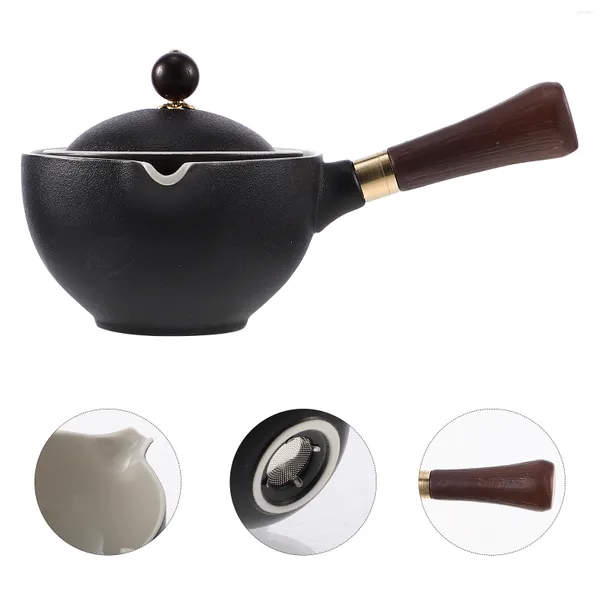 Set di stoviglie Brocca con manico laterale in ceramica Teiera portatile per uso domestico Tazze vintage Mini fornello decorativo Bollitore rotante allentato cinese per ufficio