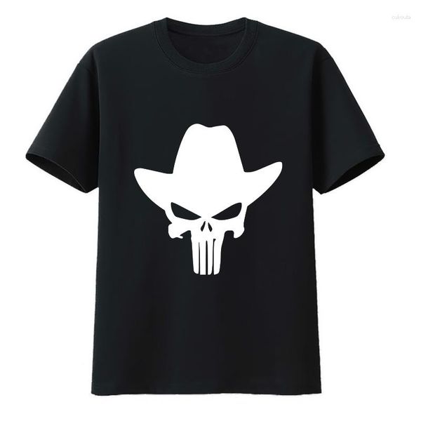 Erkek Tişörtleri Batı Kovboy Kafatası Pamuk T-Shirt Erkekler Giyim Hipster Orijinal Y2K Giysileri Sıradan Camiseta Hombre Tshirt Camisa