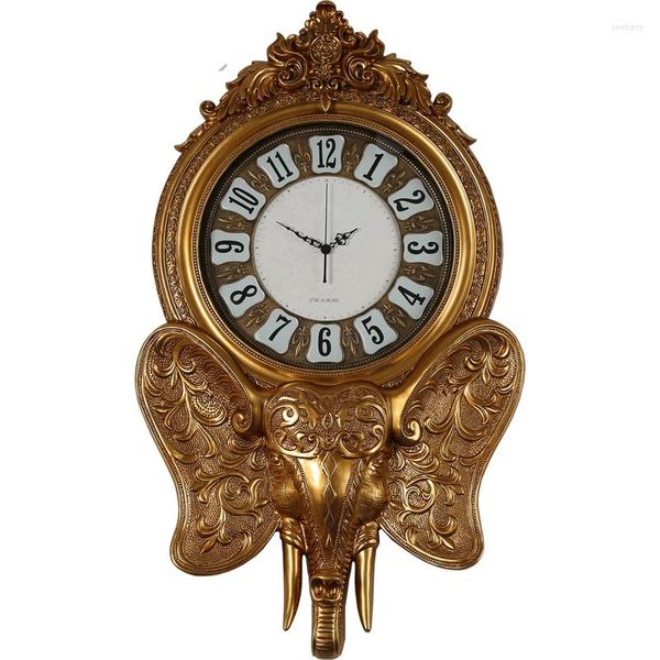 Orologi da parete Orologio con elefante in stile europeo Villa silenziosa americana Decorazione Feng Shui nel soggiorno Arte della moda retrò