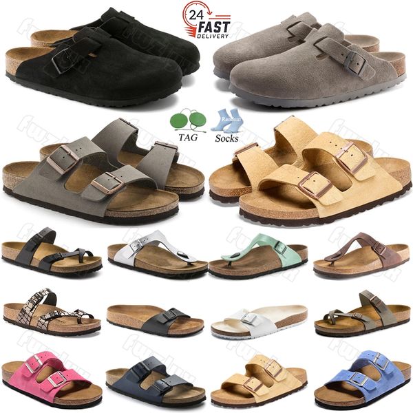 Designer chinelos boston tamancos fur clog birks sandálias arizonas mayari gizehs cabeça puxar cortiça mocassins de couro para homens mulheres placa forme plataforma slides