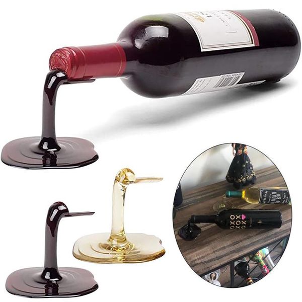 Haken Schienen Verschütteter Wein Flaschenhalter Rot Und Gold Individualität Kreative Stand Küche Bar Rack Display Gadgets189I