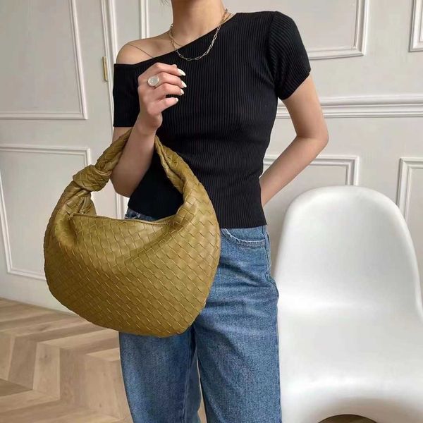 bolsa de tricô designer jodie mulheres sacolas de tamanho grande preto branco nuvem saco jodie dumplings marca doces e jodie real pele de carneiro saco atado satchel l5