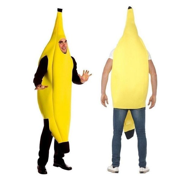Costume a tema Costume adulto unisex divertente costume da banana Costume giallo leggero Halloween Fruit Fancy Party Festival Costume da ballo 230907