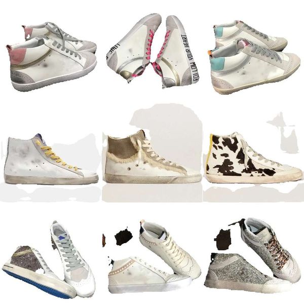 Дизайнерские итальянские брендовые женские кроссовки Mid Slide Francy с высокими берцами и звездами Холстовая обувь Модельерские кроссовки Классические белые Do-old Dirty Mens