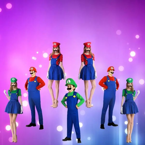 Cadılar Bayramı ve Tiyatro Performansları İçin Mükemmel Mario hayranları için Deluxe Anime Game Cosplay Kostümü