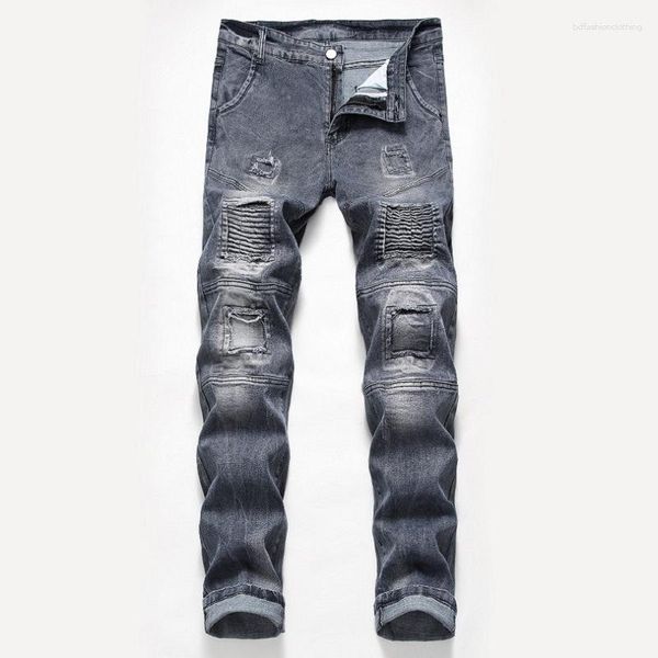 Jeans da uomo Personalità semplice e alla moda cucita decorativa primavera autunno stile sottile matita elastica coreana