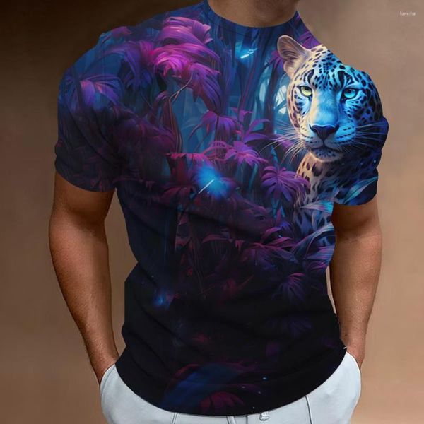 Homens camisetas Animal t-shirts para homens 3d leopardo impressão manga curta tops moda personalidade camisa solta oversized t roupas masculinas