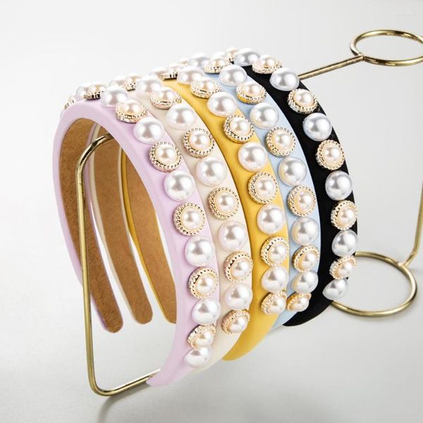 Haarspangen, die koreanische Version von Damenmode-Accessoires, einfache runde Perlenkarte, Retro, feine Kante, elegantes Temperament-Stirnband