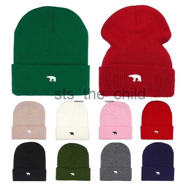 Beanie/Schädelkappen 2023 Herbst Winter Warme Gestrickte Wollmützen Hut Frauen Männer Bär Sticken Ohr Winddichte Kappe Skifahren Skateboard Hip Hop Kalt Gorra x0907