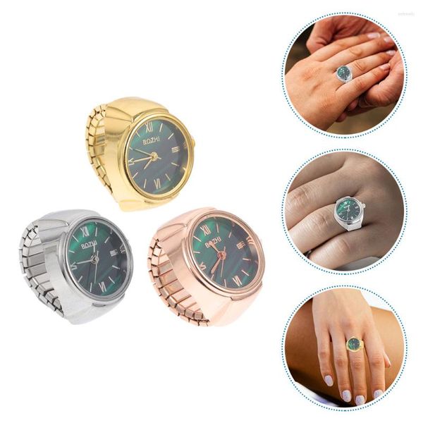 Relógios de bolso 3 pcs anel relógio mini dedo menina digital homens negócios casual decoração menino homem de vidro