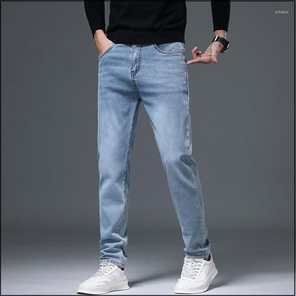 Jeans da uomo di alta qualità da uomo slim fit classico denim moda pantaloni da cowboy nero blu lavato biker marca casual da uomo