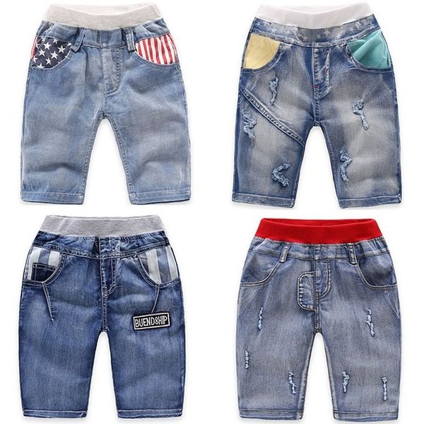 Hosen Sommer Jungen Denim Shorts Mode Elastizität Jeans Kinder lässig Cowboy Kind kleine und mittlere Kleidung 230906