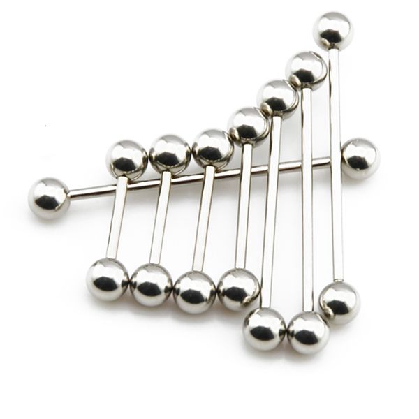 Labret Lip Piercing Jóias 50pcslot Barras Industriais Aço Inoxidável Barra Reta Barbell Barras de Mamilo Anéis Corpo 14g 230906