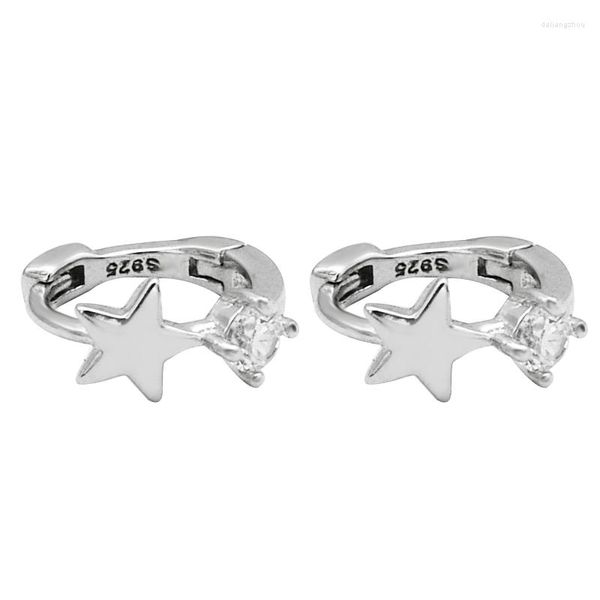 Brincos S925 Sterling Silver Personalidade Simples Tipo Estrela Design Temperamento Jóias Femininas