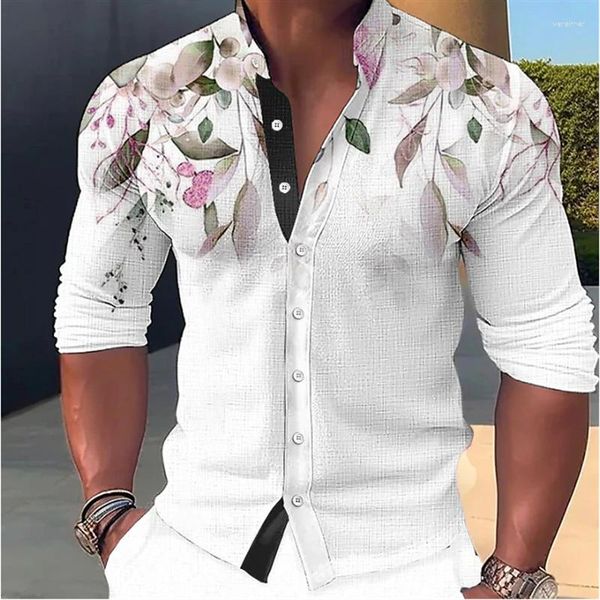 Herrenkleidhemden 2023 Muscle Sports Room Shirt Casual Stehkragen Knopf Mode Neuheit Outdoor Street Hawaiian Männer Plus Größe