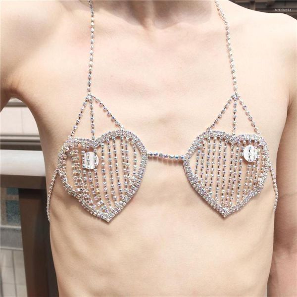 Ketten Exquisite luxuriöse aushöhlen herzförmige Brustkette Sexy Mode Strass Körper Sand Bikini Schmuck Großhandel