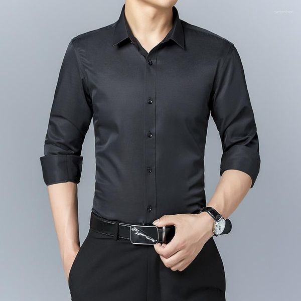 Camisas de vestido masculinas moda coreana homens verão masculino casual manga longa camisa formal de negócios tamanho grande 5xl