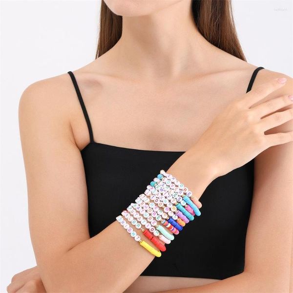 Bracciale Taylor in ceramica morbida, lettera bohémien con perline carine per ragazze, gioielli colorati fatti a mano con polsini elastici