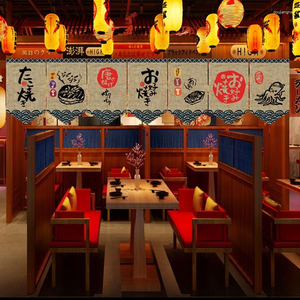 Tenda giapponese appesa Izakaya Sushi Restaurant Shop Porta corta Triangolo Bandiera Cucina Stampa Testata Decorare