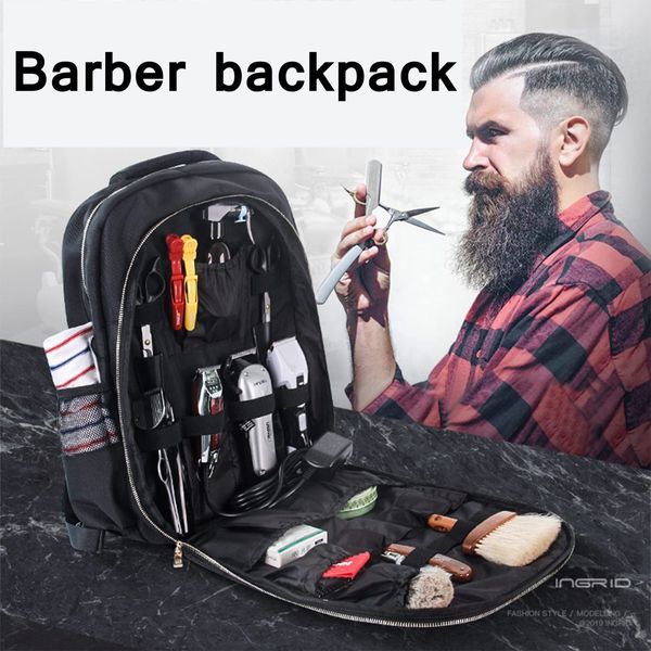 Conectores Barbertop Travel Mackpack Back Bag do penteado do penteado Tool composição de salão de salão de grande capacidade Multifuncional colorir bolsas pretas 230906