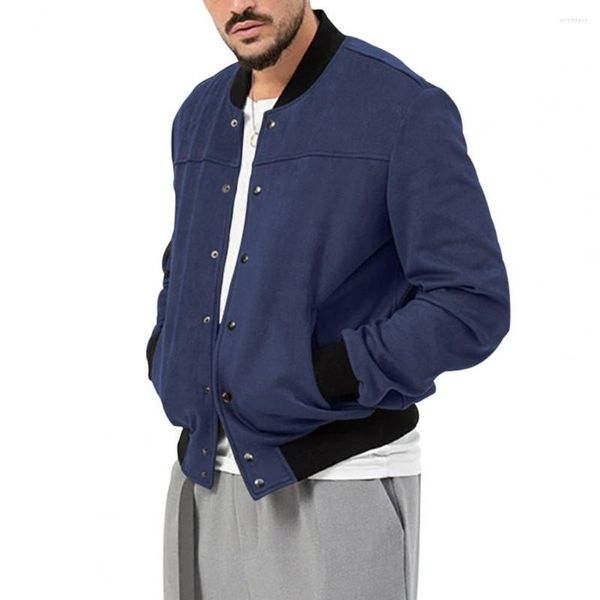 Giacche da uomo Cappotto uniforme da baseball Elegante per l'autunno inverno Capispalla casual morbido e caldo con polsini elastici con colletto alla coreana