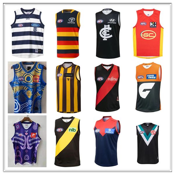 22/23 AFL Limanı Adelaide Crows Essendon Bombacıları Formaları Brisbane Fremantle Dockers Tank Top Gold Coast Güneşleri Hawthorn Yelek Avustralya Kuralları Gömlekleri Carlton Sport 2024