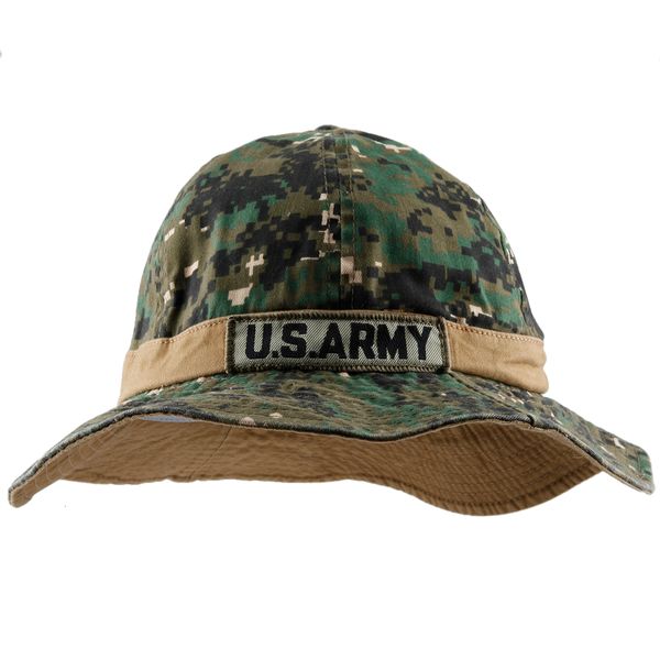 Cappelli a tesa larga Cappellino mimetico a secchiello Cappellini militari americani Camo Uomo Sport all'aria aperta Cappello da sole Protezione solare Pesca Escursionismo Caccia 230907