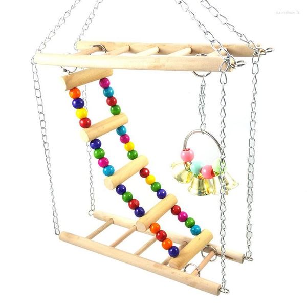 Diğer Kuş Malzemeleri Playstand Parrot Oyun Stant Asma Cockatiel Playground Ahşap Merdivenler Bell Pet ile Türler