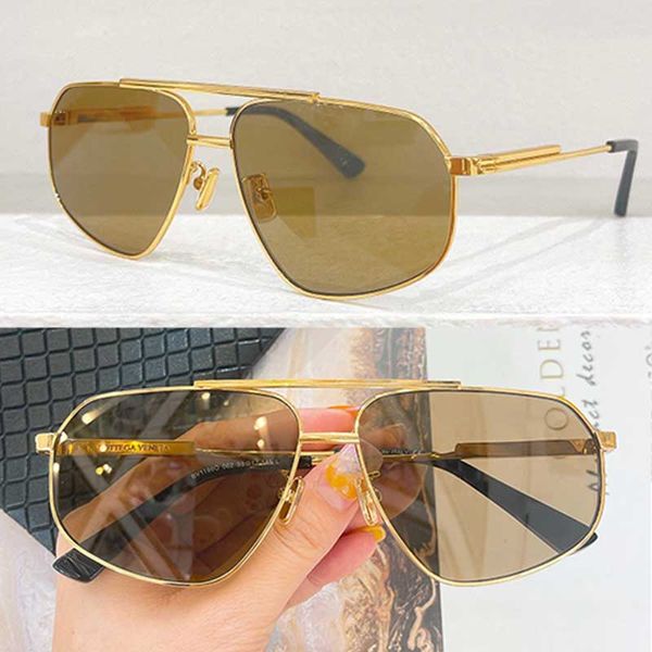 Piloto óculos de sol dos homens designer ouro metal quadro lente verde moda óculos de sol das mulheres lente transparente prescrição bv1196