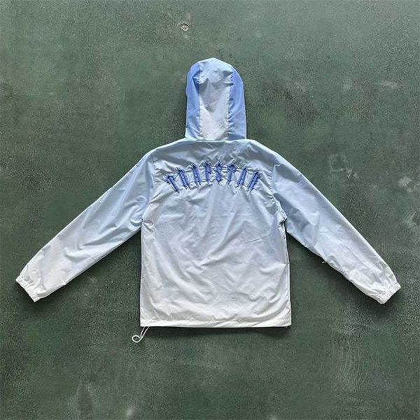 Erkek ceketler 23ss Sıcak Satış Erkekler Ceket Trapstar Irongate T Windbreaker-Mavi Grdient Mavi Üst Kalite İşlemeli Kadın Boyutları XS-XL